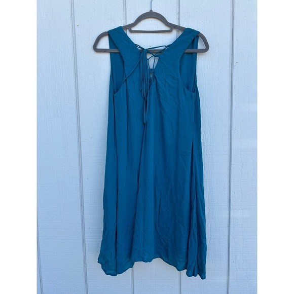 Chelsea 28 Blue, Sleeveless, A Line, Swing, Short Dress, Lace Up Neckline, Sz M - Picture 2 of 6